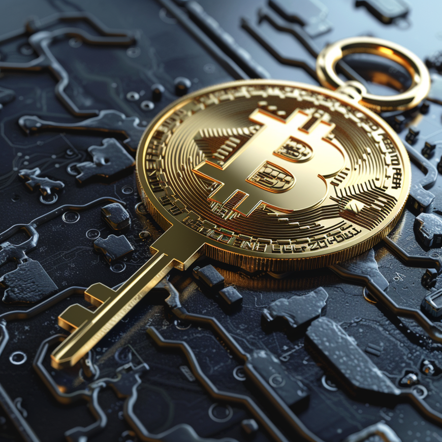 Illustratie van crypto private keys en digitale beveiliging.