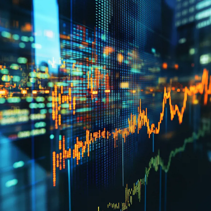 Een scherm met daarop een grafiek voor trading